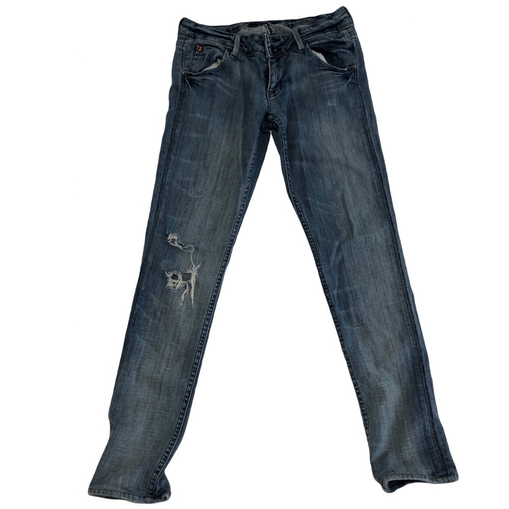 3/$25 ❥ Hudson Size 27 Skinny Mid-Rise Distressed Medium Mid Wash Blue Jeans
